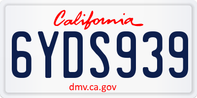 CA license plate 6YDS939