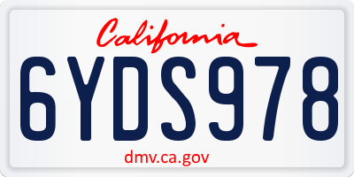 CA license plate 6YDS978