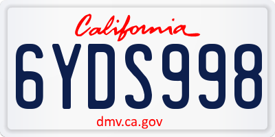CA license plate 6YDS998