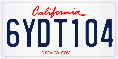 CA license plate 6YDT104