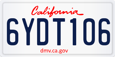 CA license plate 6YDT106