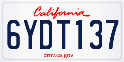 CA license plate 6YDT137