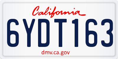 CA license plate 6YDT163