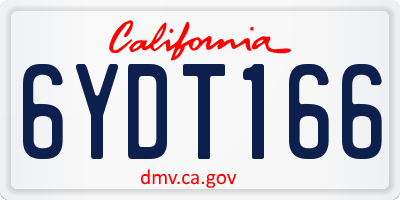 CA license plate 6YDT166