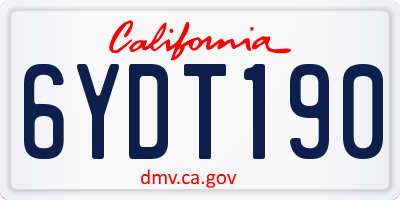 CA license plate 6YDT190