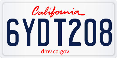 CA license plate 6YDT208