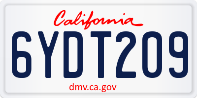 CA license plate 6YDT209