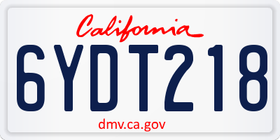 CA license plate 6YDT218