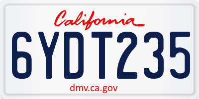 CA license plate 6YDT235