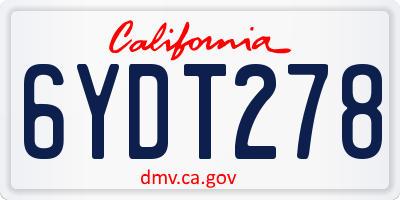 CA license plate 6YDT278