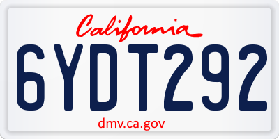 CA license plate 6YDT292