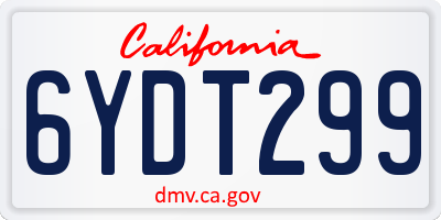 CA license plate 6YDT299
