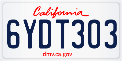 CA license plate 6YDT303
