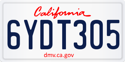 CA license plate 6YDT305