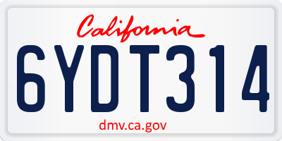 CA license plate 6YDT314