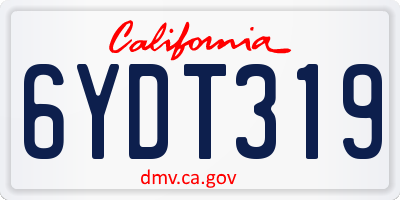 CA license plate 6YDT319