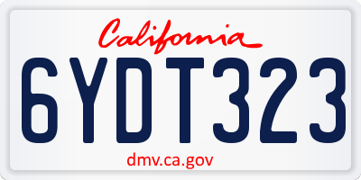 CA license plate 6YDT323