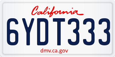 CA license plate 6YDT333