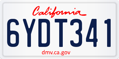 CA license plate 6YDT341