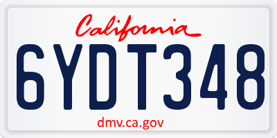 CA license plate 6YDT348