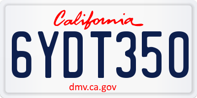 CA license plate 6YDT350
