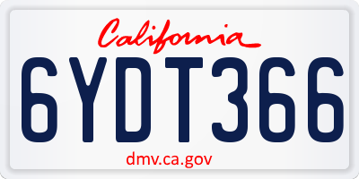CA license plate 6YDT366
