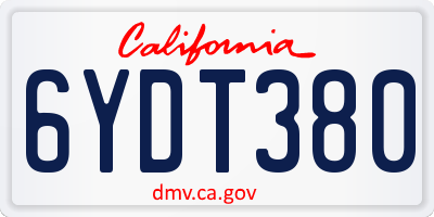 CA license plate 6YDT380