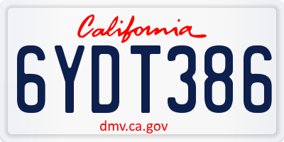 CA license plate 6YDT386