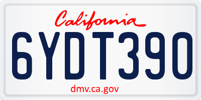 CA license plate 6YDT390