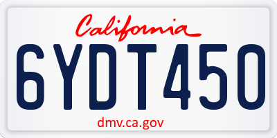 CA license plate 6YDT450