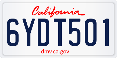 CA license plate 6YDT501