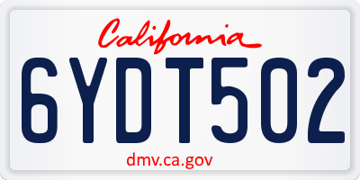 CA license plate 6YDT502