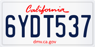 CA license plate 6YDT537