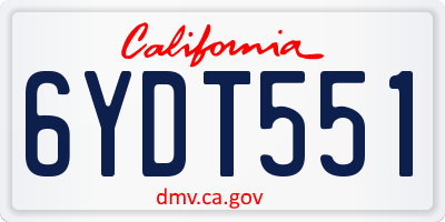CA license plate 6YDT551