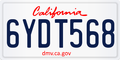 CA license plate 6YDT568