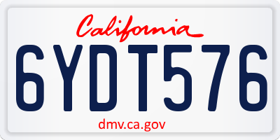 CA license plate 6YDT576
