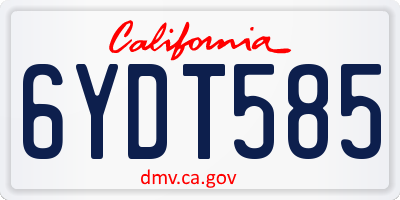 CA license plate 6YDT585