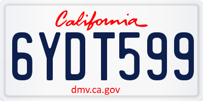 CA license plate 6YDT599