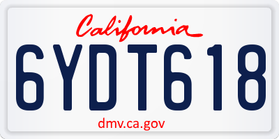 CA license plate 6YDT618