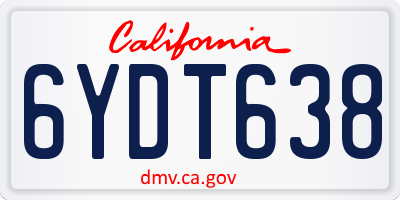 CA license plate 6YDT638