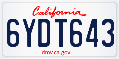 CA license plate 6YDT643