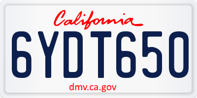 CA license plate 6YDT650
