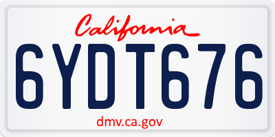 CA license plate 6YDT676