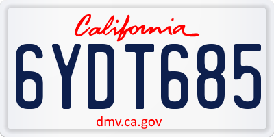 CA license plate 6YDT685