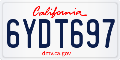 CA license plate 6YDT697
