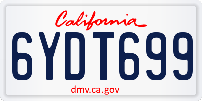 CA license plate 6YDT699