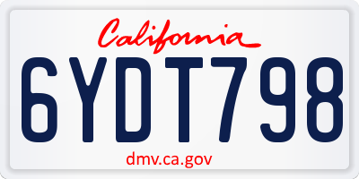 CA license plate 6YDT798