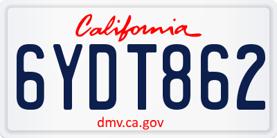 CA license plate 6YDT862