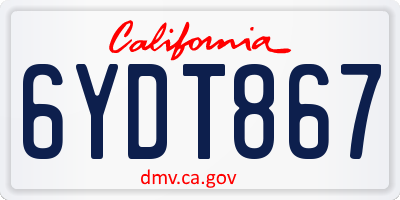 CA license plate 6YDT867