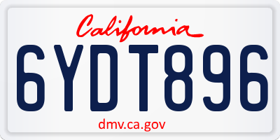 CA license plate 6YDT896